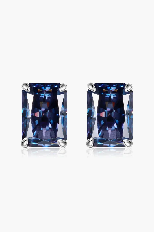 Affordable Luxury Jewelry For Every Occasion HGA 2 Carat Rectangle Moissanite Stud Earrings In Blue