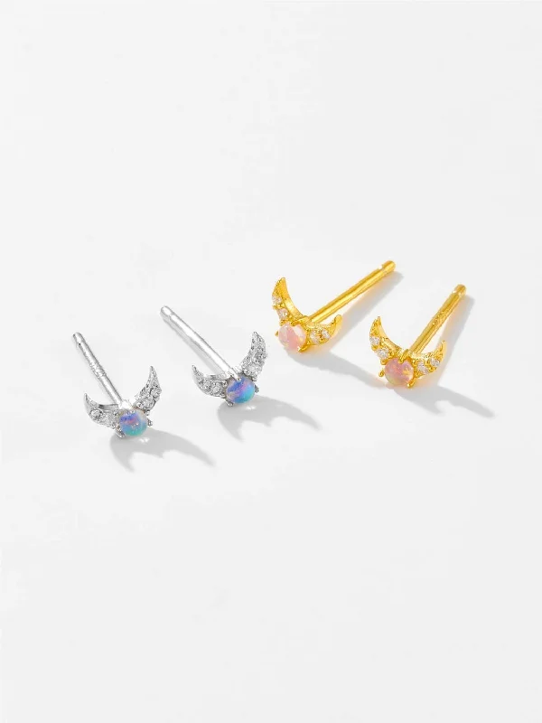 Trending Jewelry Styles Now At Limited-Time Discounts HGA Sterling Silver Opal Moon Stud Earrings Trending Jewelry Styles Now At Limited-Time Discounts HGA Sterling Silver Opal Moon Stud Earrings