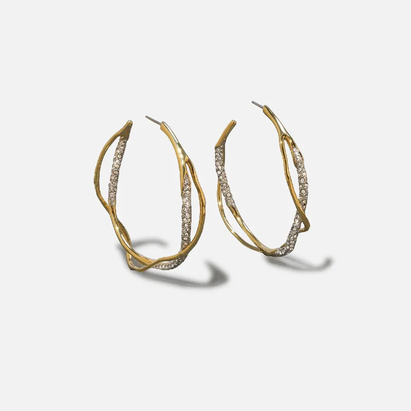 Stunning Jewelry Pieces At The Lowest Prices Ever Alexis Bittar Intertwined Crystal Pave Hoop Earrings - Gold Stunning Jewelry Pieces At The Lowest Prices Ever Alexis Bittar Intertwined Crystal Pave Hoop Earrings - Gold