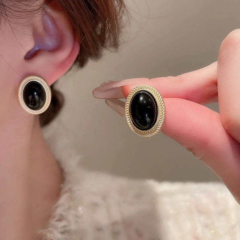 Premium Jewelry Now Available At Special Discounts Hot Girl Baroque Black & Gold Gemstone Stud Earrings Premium Jewelry Now Available At Special Discounts Hot Girl Baroque Black & Gold Gemstone Stud Earrings