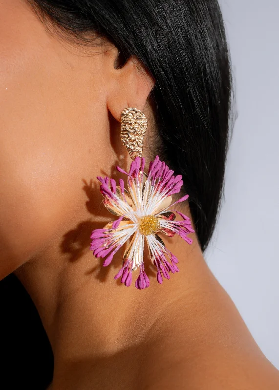 Blossom Flame Drop Earrings Purple