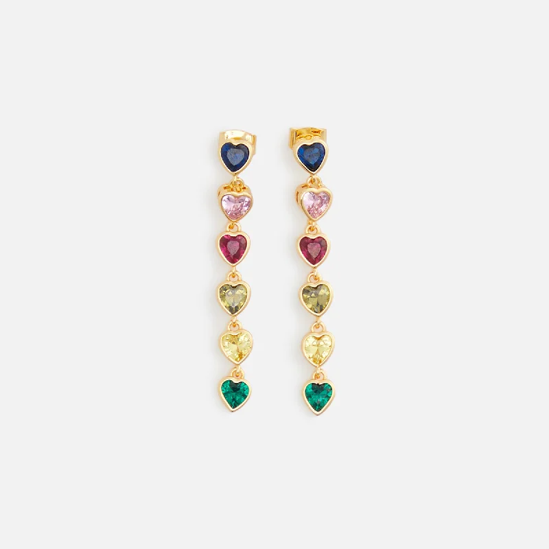 Elegant Designs, Unbeatable Discounts – Shop Jewelry Now Crystal Haze Rainbow Hearts Earrings - Multi
