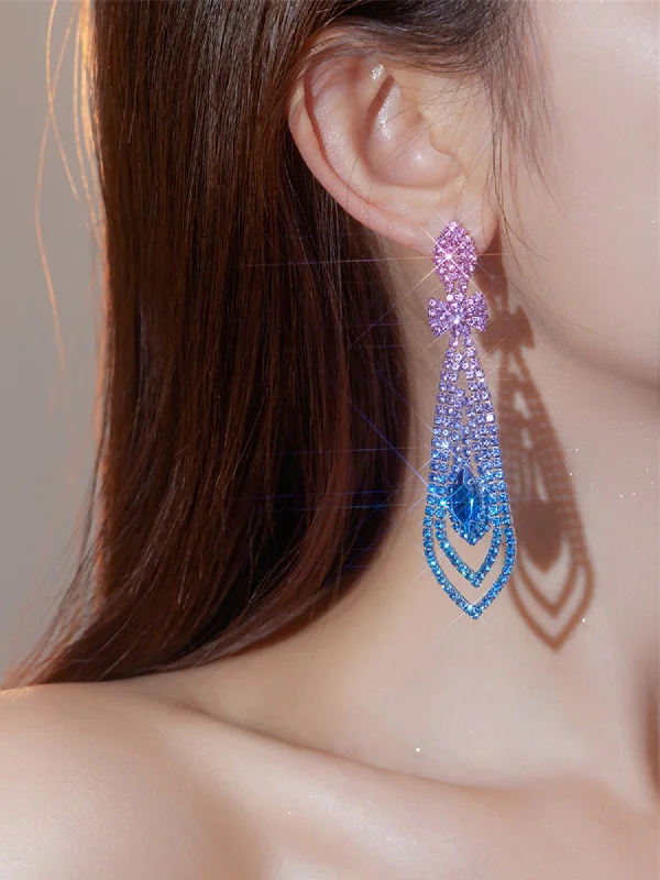 Dazzling Full Rhinestone Long Earrings