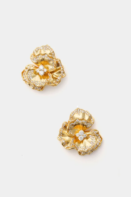 Shop Dazzling Jewelry At The Best Prices Embellished Golden Pansy Earrings