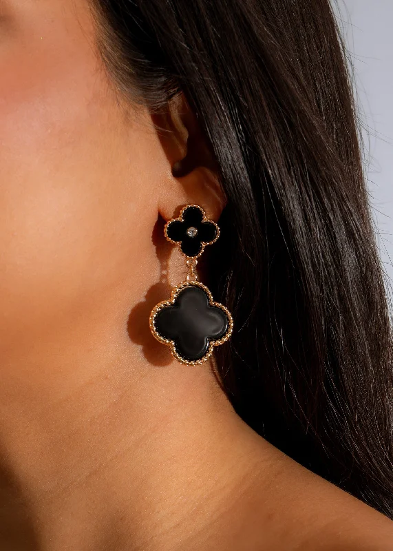 Fleur Drop Earrings Black