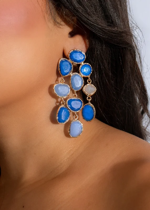 Gemstone Cascade Earrings Blue