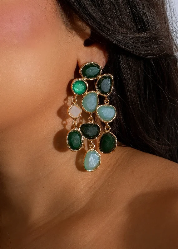 Gemstone Cascade Earrings Green