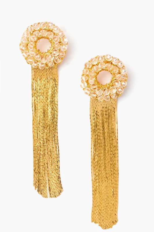 Big Discounts On Elegant Jewelry Collections Gold Crystal Clear Fringe Earrings