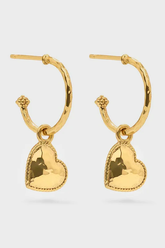 Grab Exquisite Jewelry At The Lowest Prices Gold Love Hoop Earrings with Heart Charm