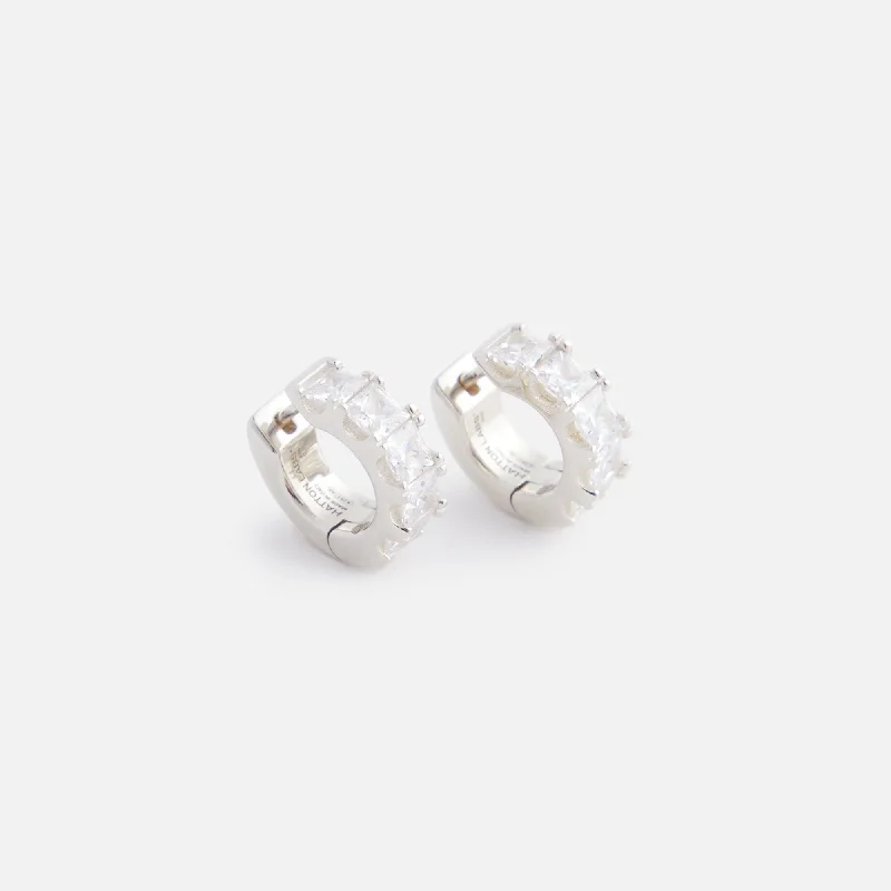Luxury Jewelry At Unbeatable Discounts Hatton Labs Facet Hoop Earrings - Silver / White Luxury Jewelry At Unbeatable Discounts Hatton Labs Facet Hoop Earrings - Silver / White