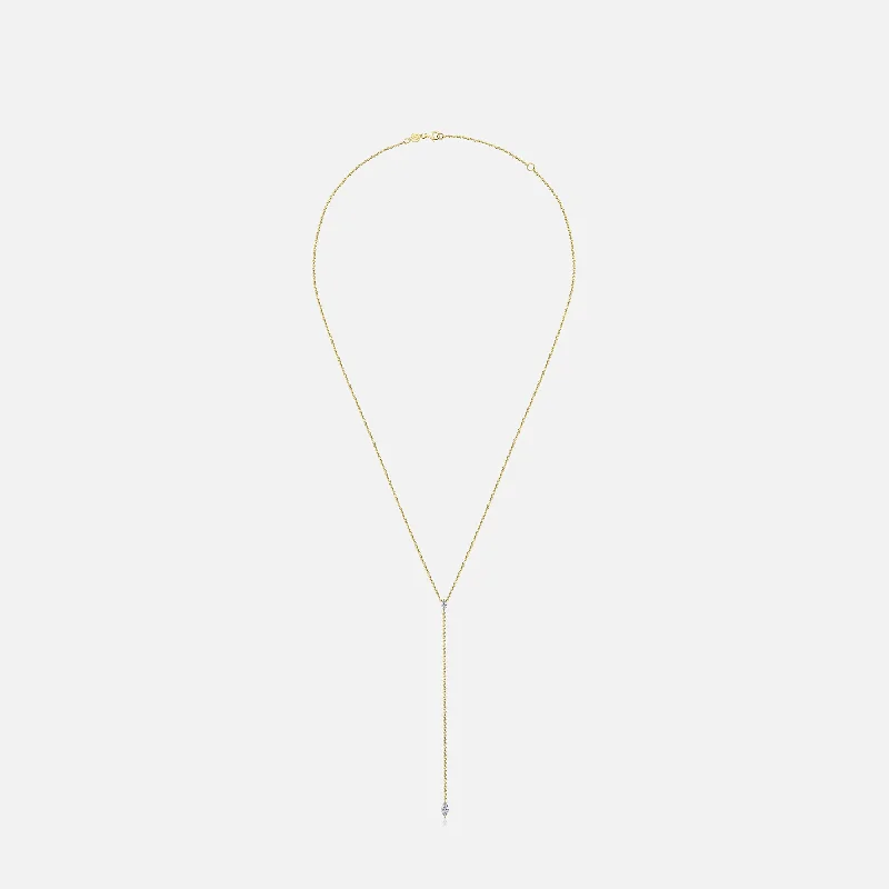 Isa Grutman Marquis Lariat Necklace 14K Gold - Yellow Gold