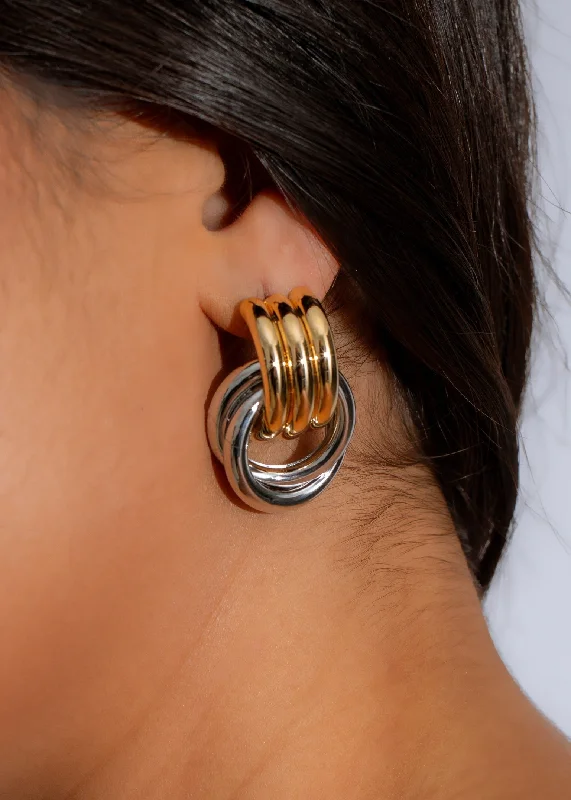 Infinity Circle Earrings Silver Gold