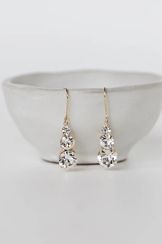 Lainey Gold Rhinestone Drop Earrings