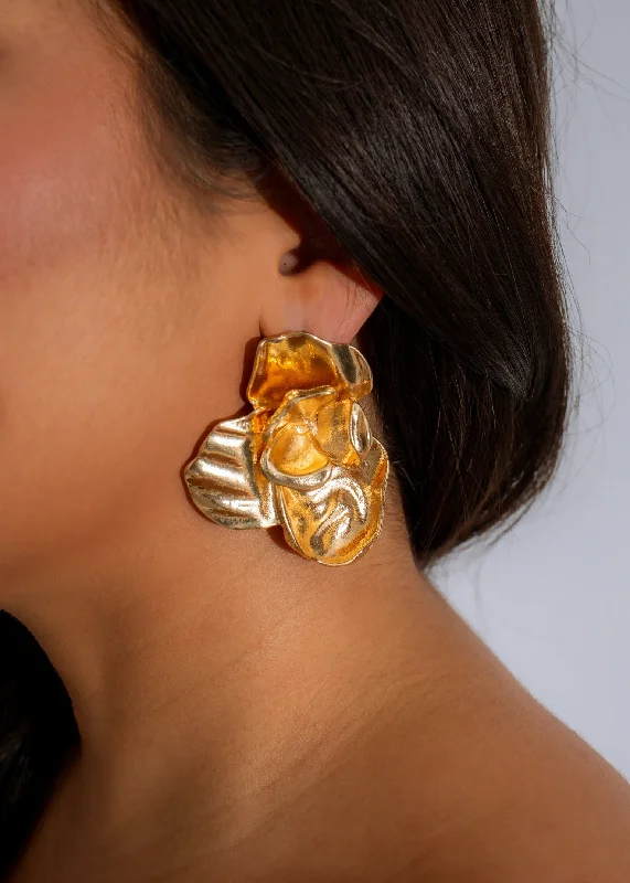 Liquid Bloom Earrings Gold