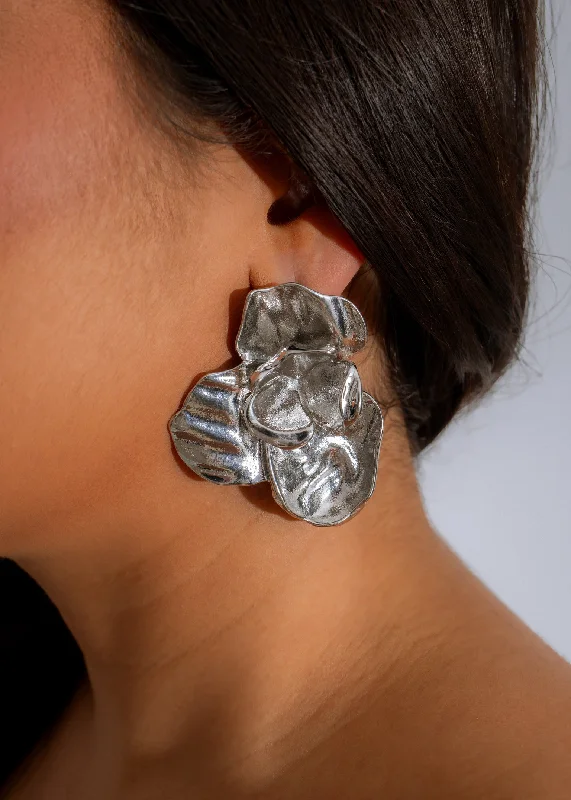 Liquid Bloom Earrings Silver