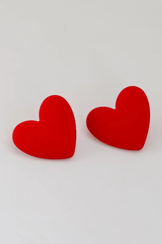 FINAL SALE - Lucy Red Heart Stud Earrings