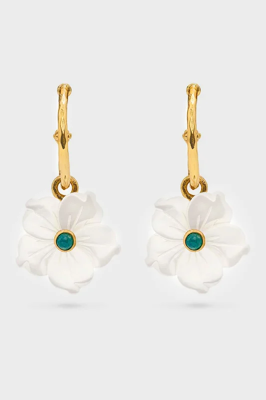 Must-Have Jewelry Pieces At Reduced Prices Mermaid Garden Hoop Earrings with Flower Charm