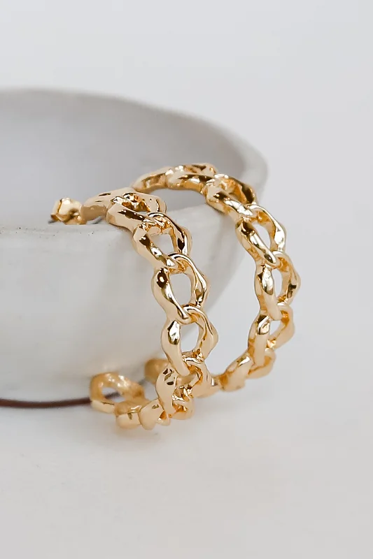 FINAL SALE - Monica Gold Chainlink Hoop Earrings