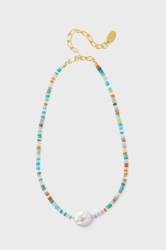 Multi Destination Necklace in Rainbow Opal