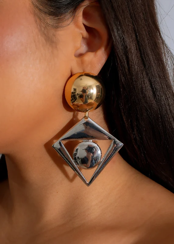 Orbit Statement Earrings Gold Silver