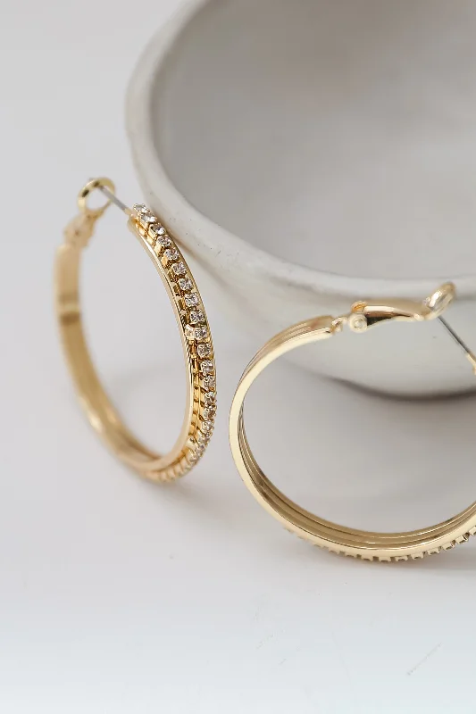 FINAL SALE - Paige Gold Rhinestone Hoop Earrings