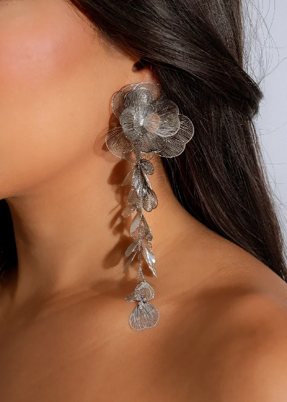 Petal Cascade Earrings Silver