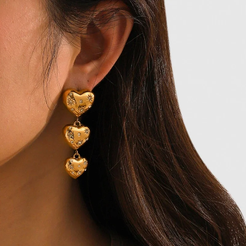 Exclusive Jewelry Offers – Sparkle For Less HGA Rhinestone Heart Drop Gold Earrings