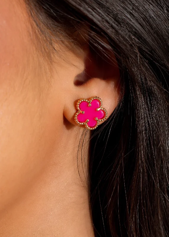 Roses In The Rain Earring  Pink