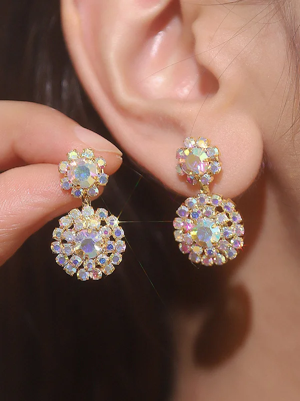 Simple Round Rhinestone Drop Earrings