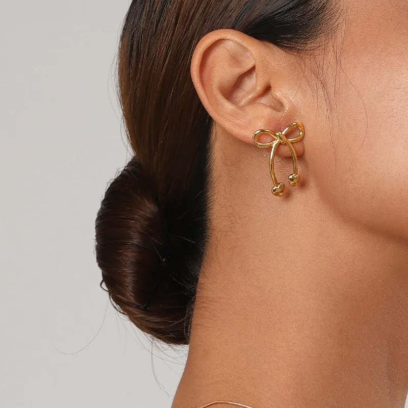 Bestselling Jewelry At Special Promotional Rates HGA Stainless Steel Bow Earrings