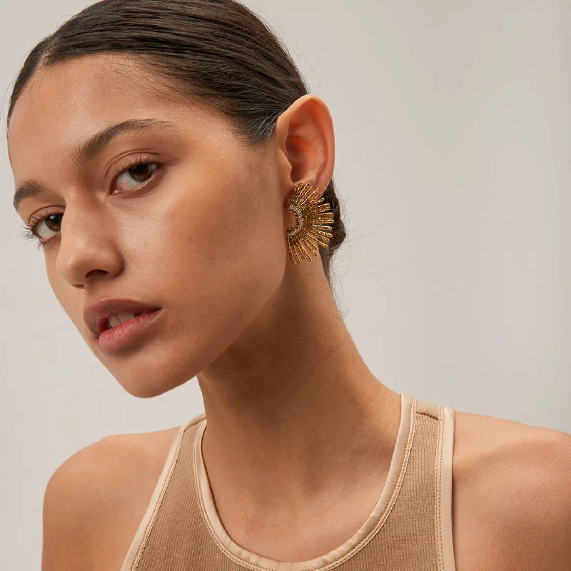 Bestselling Jewelry At Special Promotional Rates Hot Girl Sun Warrior Zircon Stud Statement Earrings In Gold Bestselling Jewelry At Special Promotional Rates Hot Girl Sun Warrior Zircon Stud Statement Earrings In Gold