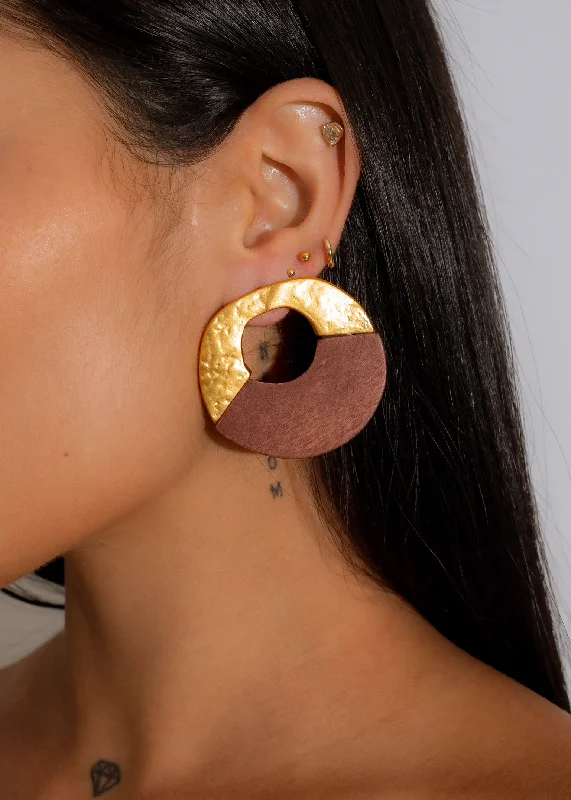 Treasure Chest Earrings Brown