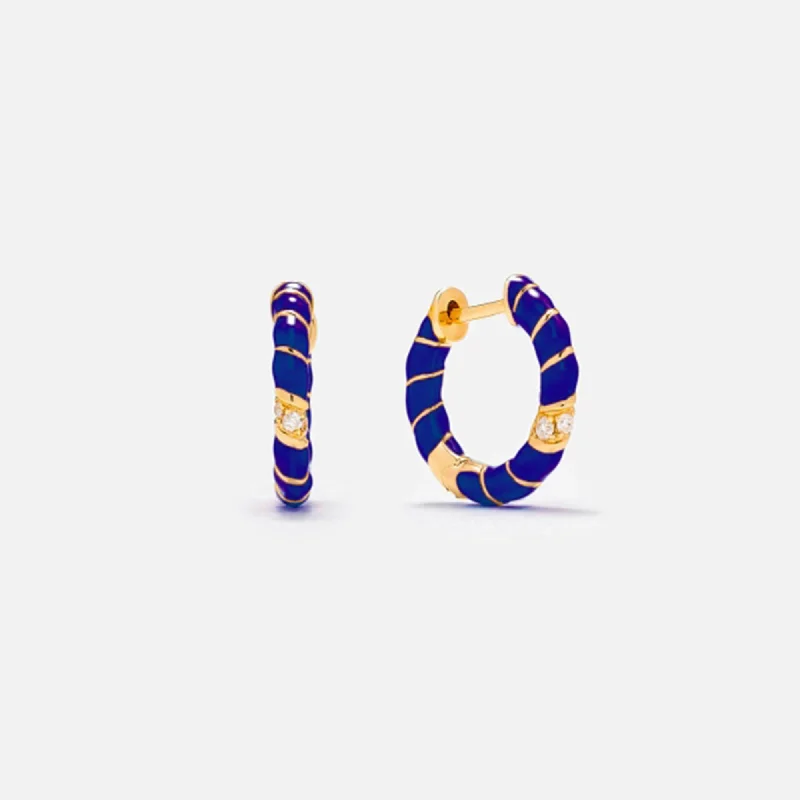 Premium Jewelry Now Available At Special Discounts Yvonne Leon Paire de Creoles Mini Torsade Couleur Hoop Earring - Yellow Gold / Blue Premium Jewelry Now Available At Special Discounts Yvonne Leon Paire de Creoles Mini Torsade Couleur Hoop Earring - Yellow Gold / Blue