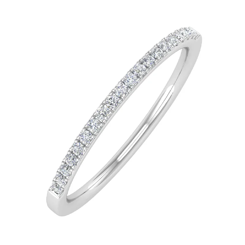 1/10 Carat Diamond Semi-Eternity Wedding Band Ring in Gold - IGI Certified