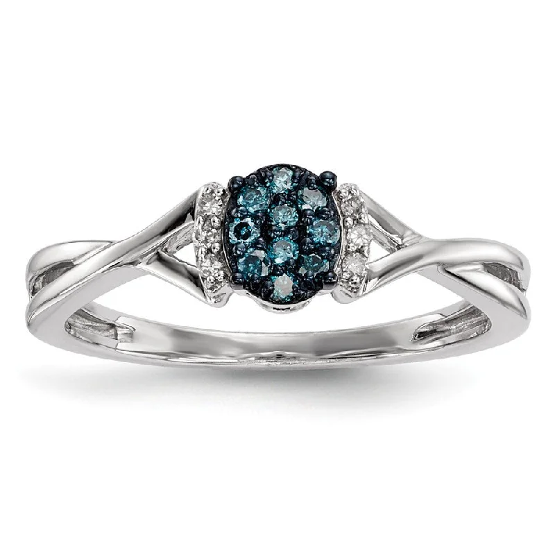 Premium Jewelry At Special Low Prices For A Limited Time 1/10 Ctw Blue & White Diamond Small Oval Ring in Sterling Silver Premium Jewelry At Special Low Prices For A Limited Time 1/10 Ctw Blue & White Diamond Small Oval Ring in Sterling Silver