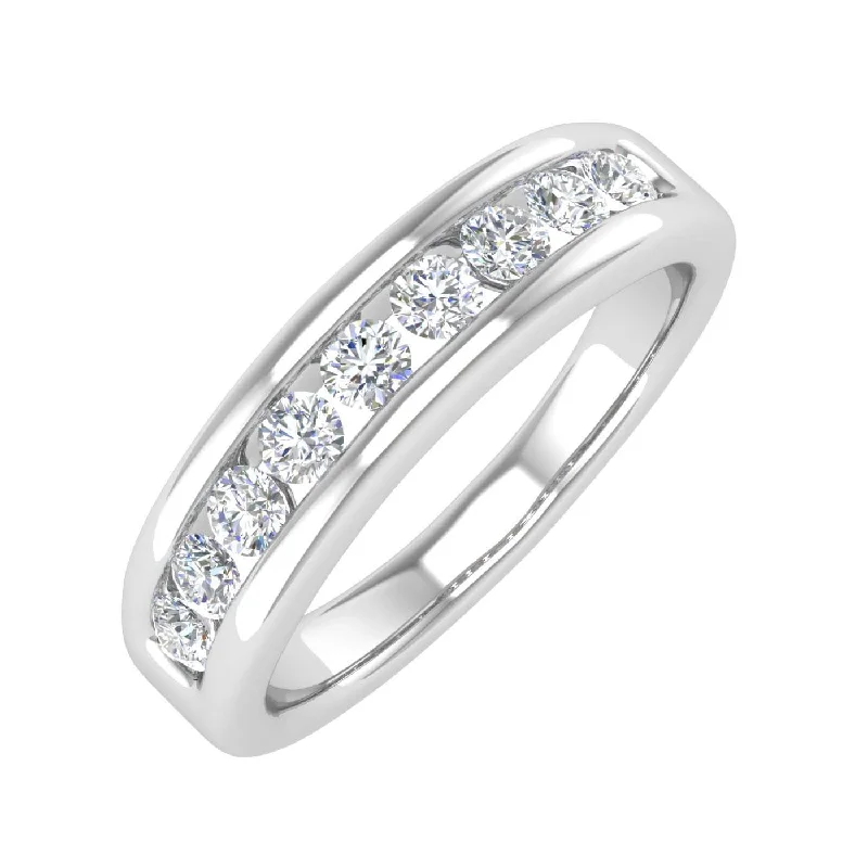 1/2 Carat Channel Set Diamond Wedding Band Ring in Gold - IGI Certified