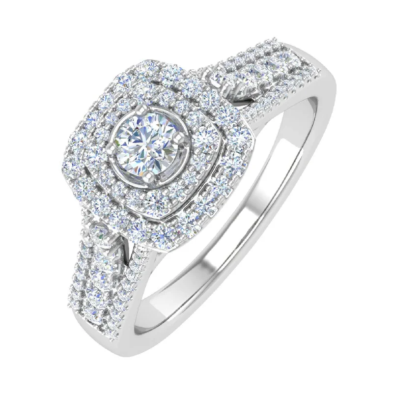 Seasonal Jewelry Sale – Upgrade Your Style Today 1/2 Carat Cushion Shape Halo Diamond Engagement Ring in Gold - IGI Certified Seasonal Jewelry Sale – Upgrade Your Style Today 1/2 Carat Cushion Shape Halo Diamond Engagement Ring in Gold - IGI Certified