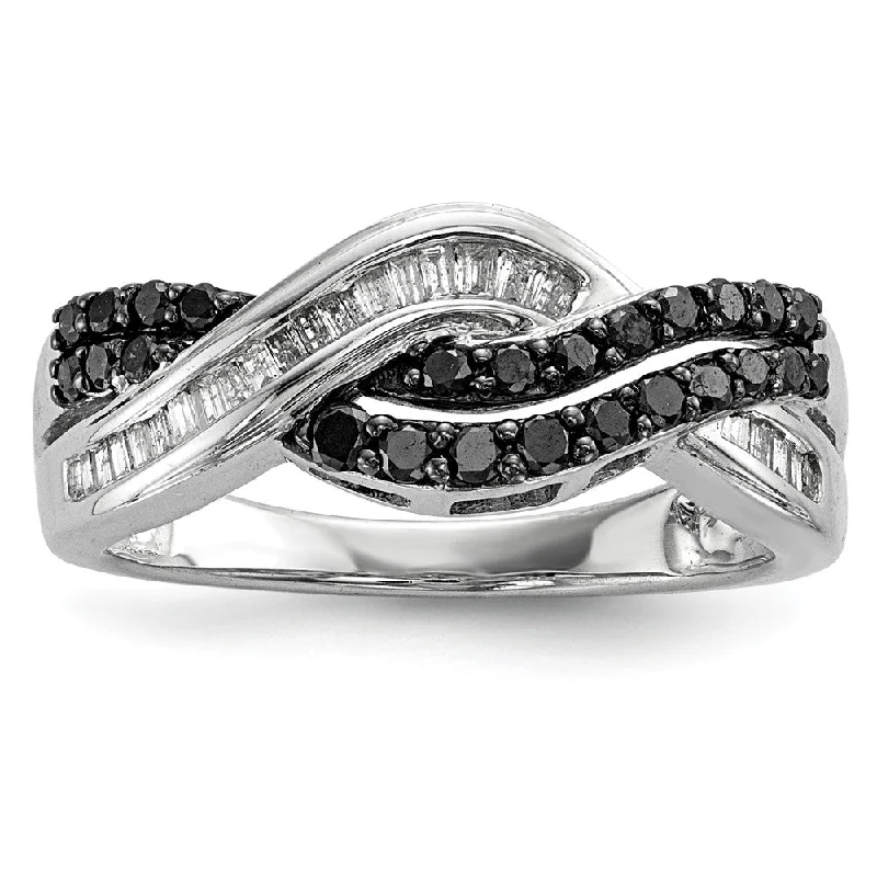 Best Jewelry Sale Prices – Limited-Time Offer 1/2 Ctw Black & White Diamond Crossover Sterling Silver Ring