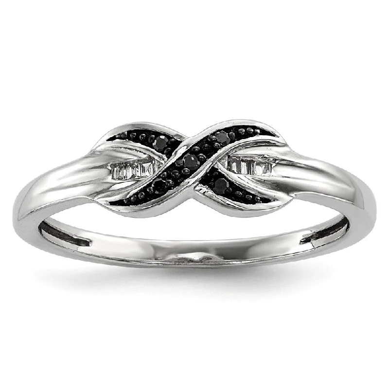 Exclusive Jewelry Markdowns – Limited-Time Offer 1/20 Ctw Black & White Diamond X Ring in Sterling Silver