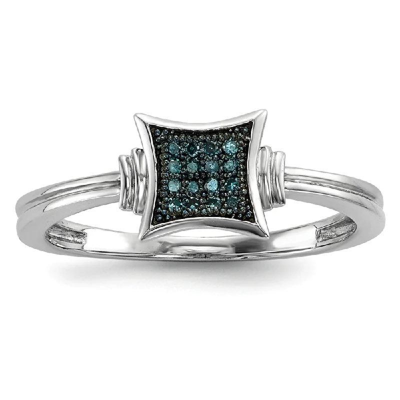 Seasonal Jewelry Sale – Upgrade Your Style Today 1/20 Ctw Blue Diamond 6mm Concave Square Ring in Sterling Silver Seasonal Jewelry Sale – Upgrade Your Style Today 1/20 Ctw Blue Diamond 6mm Concave Square Ring in Sterling Silver