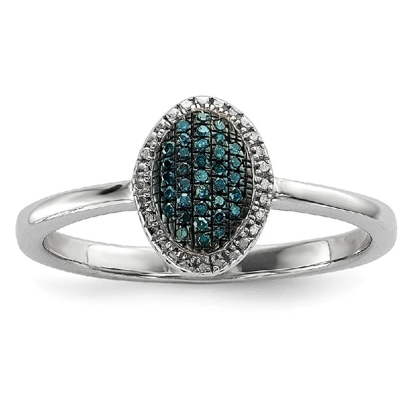 Elegant Rose Gold Jewelry For A Stylish Touch 1/20 Ctw Blue & White Diamond Oval Ring in Sterling Silver Elegant Rose Gold Jewelry For A Stylish Touch 1/20 Ctw Blue & White Diamond Oval Ring in Sterling Silver
