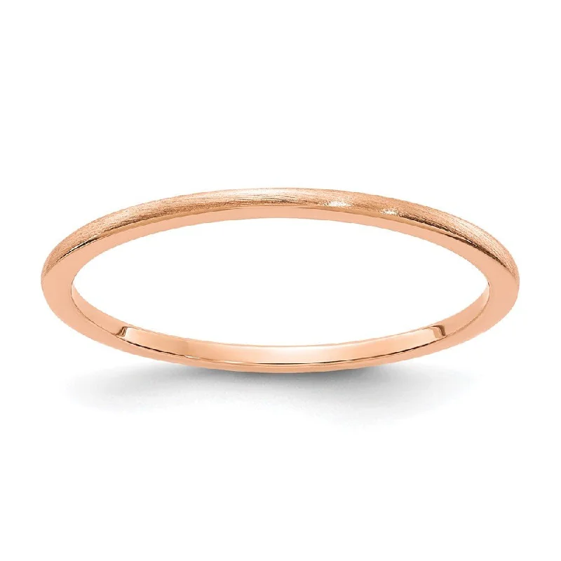 1.2mm 10k Rose Gold Half Round Satin Stackable Band