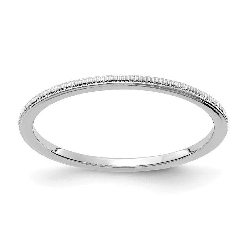 1.2mm 10k White Gold Milgrain Stackable Band