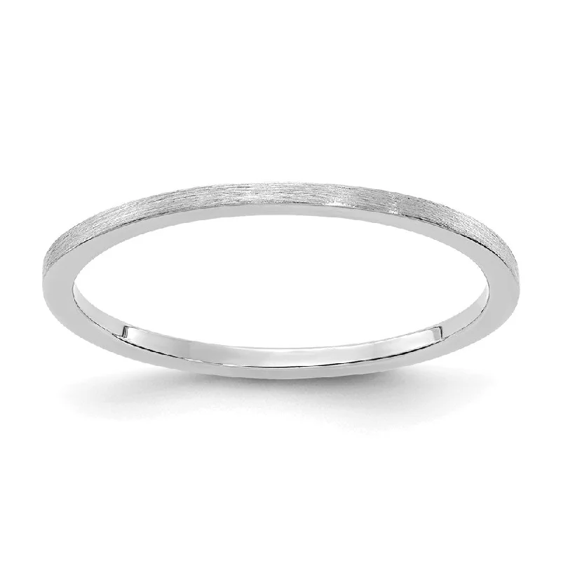 1.2mm 14k White Gold Flat Satin Stackable Band