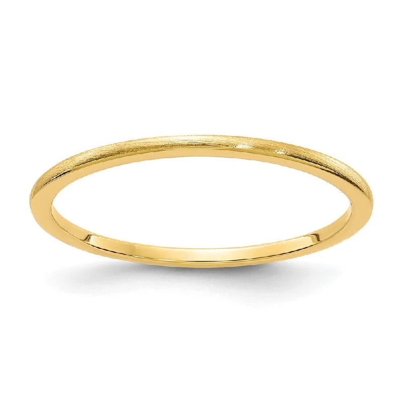 1.2mm 14k Yellow Gold Half Round Satin Stackable Band