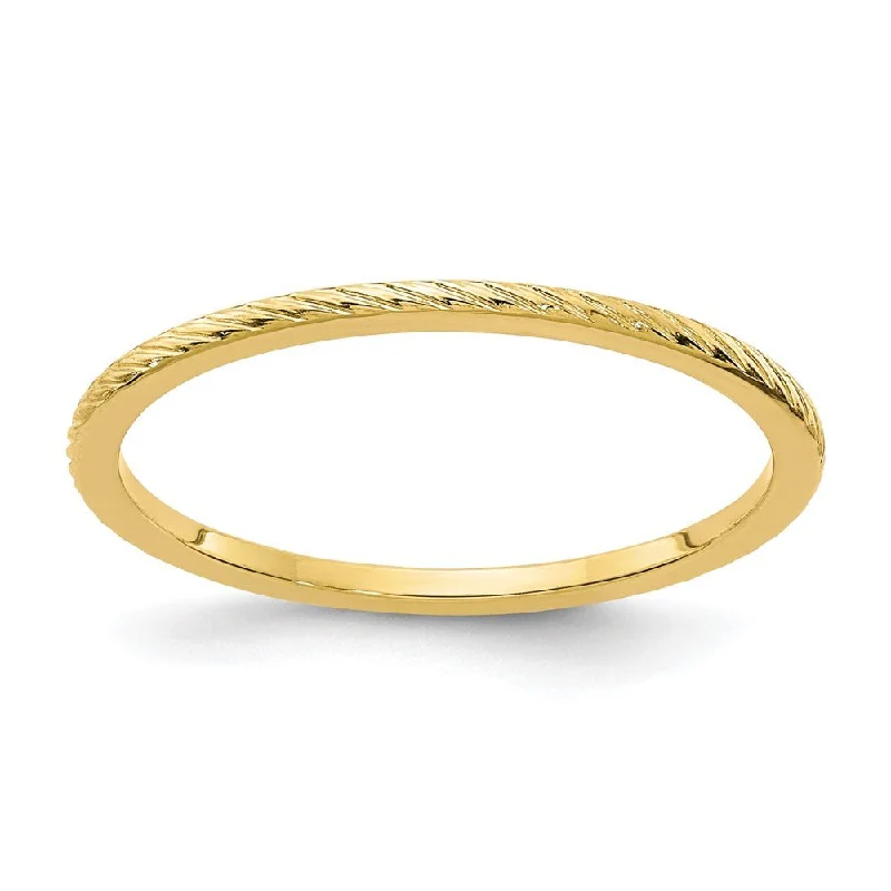 1.2mm 14k Yellow Gold Twisted Pattern Stackable Band