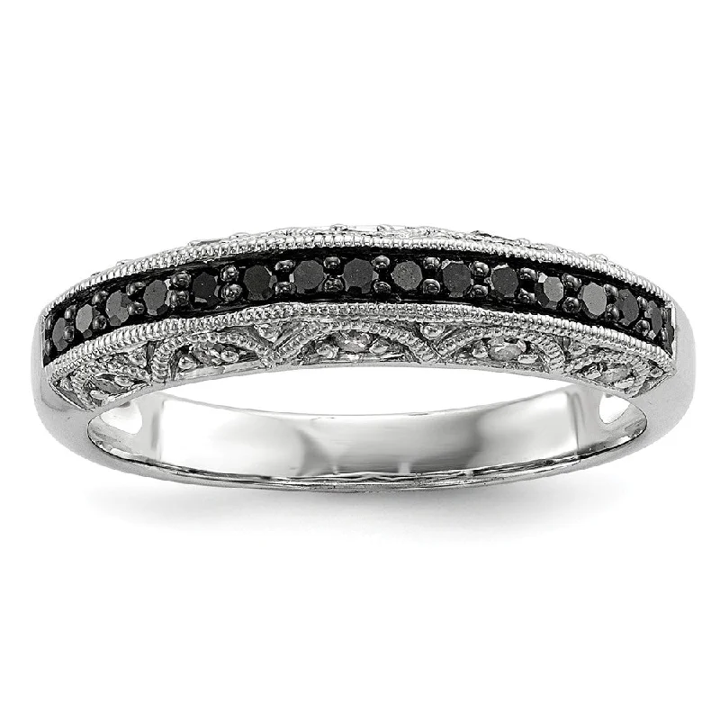 The Perfect Jewelry Piece At The Perfect Discount 1/4 Ctw Black Diamond 3mm Tapered Ring in Sterling Silver