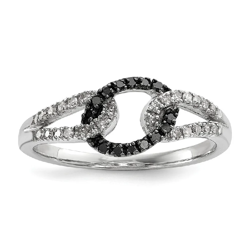 Get Your Favorite Jewelry At The Best Price 1/4 Ctw Black & White Diamond Oval Loop Ring in Sterling Silver