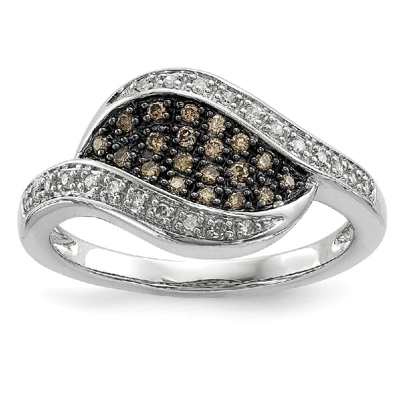 Shop Dazzling Jewelry At The Best Prices 1/5 Ctw Champagne & White Diamond Marquise Ring in Sterling Silver