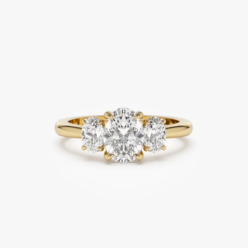 The Perfect Accessory For Less – Jewelry Sale Live 1.50 ctw 14k Oval Shape Lab-Grown Diamond Three Stone Engagement Ring - Serena